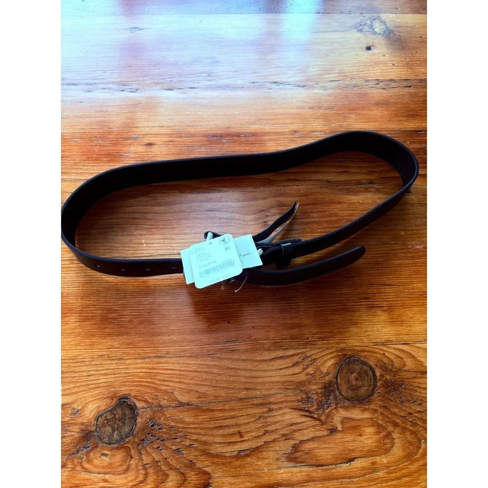 Free People Sabo Double Buckle Belt silver black leather small medium new nwt
